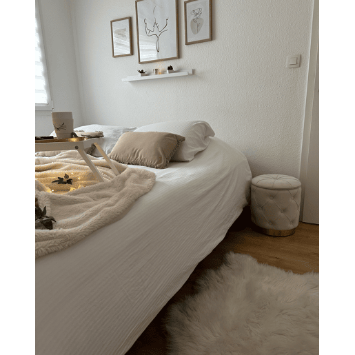 Conjunto de 2 tamboretes com arrumação PUEBLO Veludo Branco 4033 cm 4033 cm 4436 cm