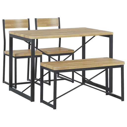 Conjunto de refeição FLIXTON Castanho claro 4 lugares