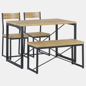 Conjunto de refeição FLIXTON Castanho claro 4 lugares