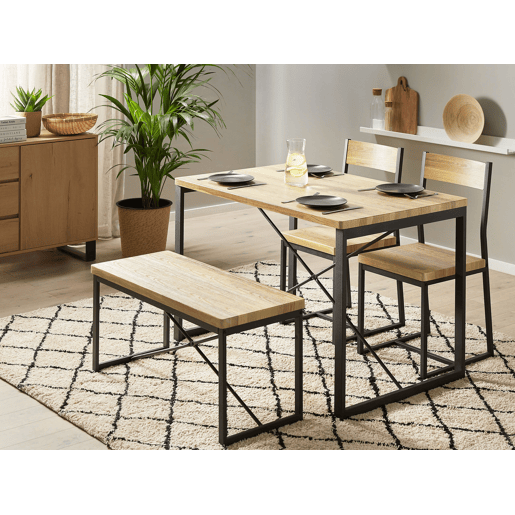 Conjunto de refeição FLIXTON Castanho claro 4 lugares