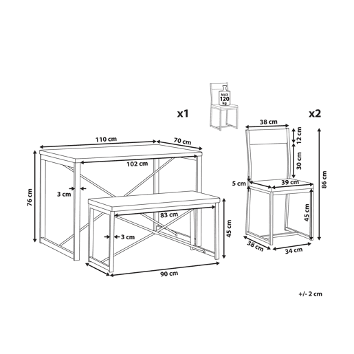 Conjunto de refeição FLIXTON Castanho claro 4 lugares