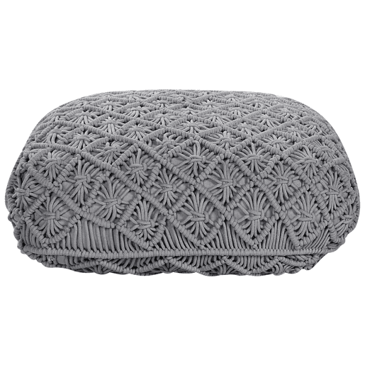 Pufe Macramé BERRECHID Algodão Cinzento 50 cm 50 cm 20 cm