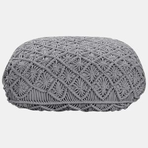 Pufe Macramé BERRECHID Algodão Cinzento 50 cm 50 cm 20 cm