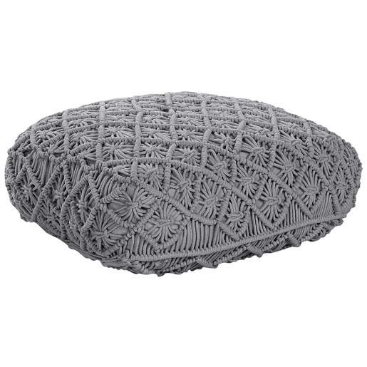Pufe Macramé BERRECHID Algodão Cinzento 50 cm 50 cm 20 cm