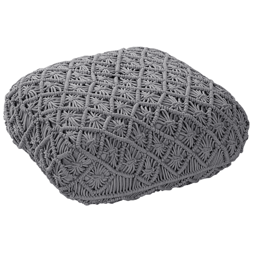 Pufe Macramé BERRECHID Algodão Cinzento 50 cm 50 cm 20 cm
