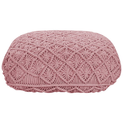 Pufe Macramé BERRECHID Algodão Rosa 50 cm 50 cm 20 cm