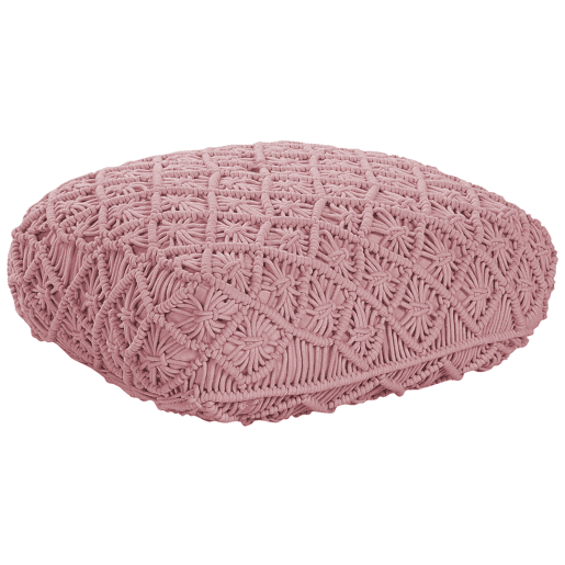Pufe Macramé BERRECHID Algodão Rosa 50 cm 50 cm 20 cm