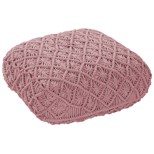 Pufe Macramé BERRECHID Algodão Rosa 50 cm 50 cm 20 cm