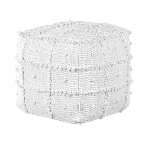 Pufe HARNAI Algodão Branco 40 cm 40 cm 40 cm Pufe HARNAI Algodão Branco 40 cm 40 cm 40 cm