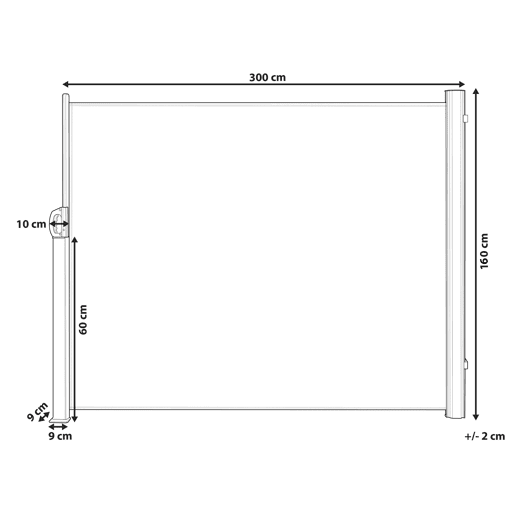 Toldo lateral DORIO 305 cm 160 cm Cinzento grafite