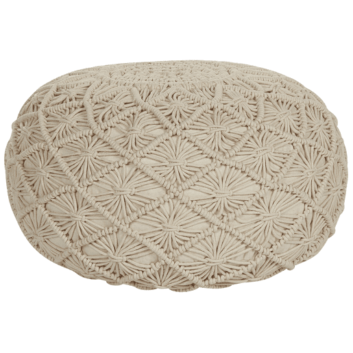 Pufe Macramé BERKANE Algodão Creme 50 cm 50 cm 30 cm