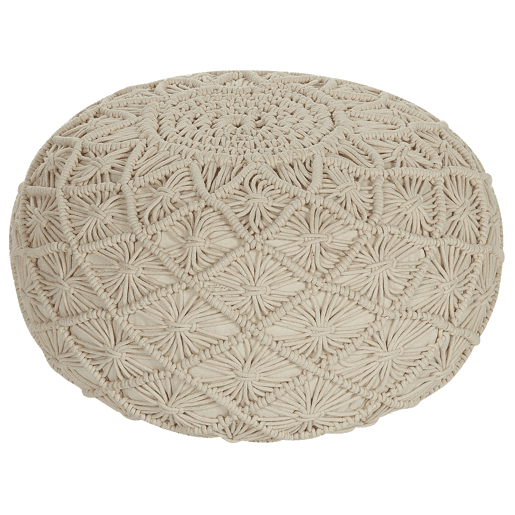 Pufe Macramé BERKANE Algodão Creme 50 cm 50 cm 30 cm