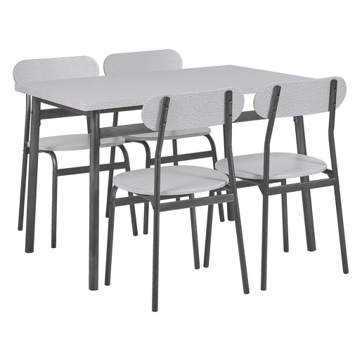 Conjunto de refeição VELDEN Cinzento claro 4 lugares
