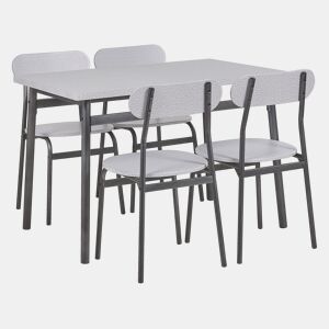 Conjunto de refeição VELDEN Cinzento claro 4 lugares