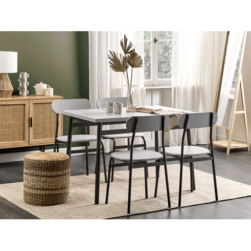 Conjunto de refeição VELDEN Cinzento claro 4 lugares