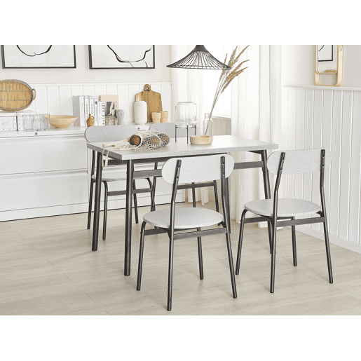 Conjunto de refeição VELDEN Cinzento claro 4 lugares