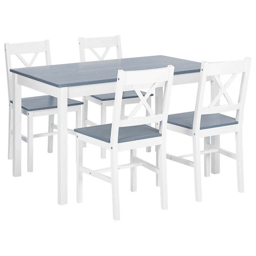 Conjunto de refeição MOANA Pinho Branco 4 lugares