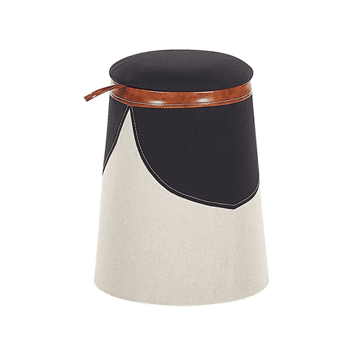 Pufe para crianças com arrumação APACHE Linho sintético Creme 33 cm 33 cm 45 cm