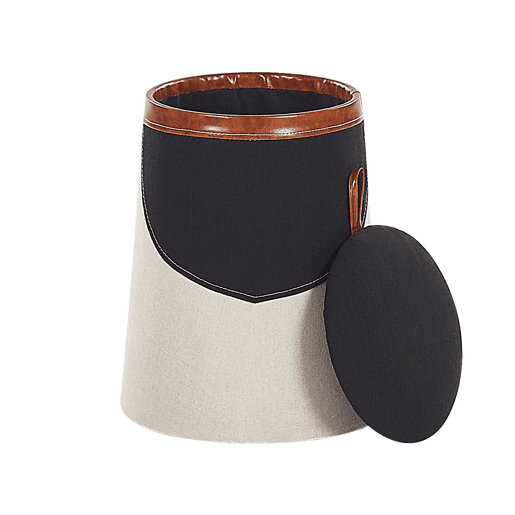 Pufe para crianças com arrumação APACHE Linho sintético Creme 33 cm 33 cm 45 cm