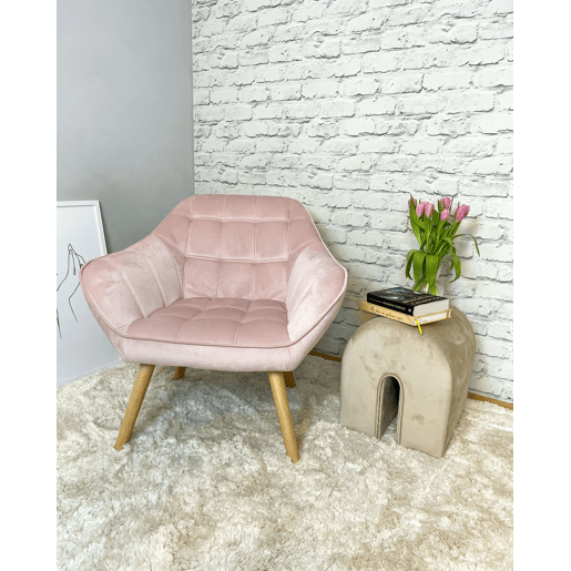 Pufe de veludo bege 35 x 42 cm MODOC