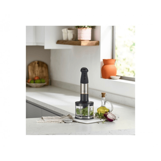Minipimer Arm Blender HBM60.307GY Pé mais longo. Tampa XL. Pega ergonómica. 1.000 W. Cor prateada