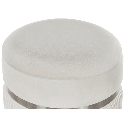 Conjunto de 2 tamboretes com arrumação CAMDENTON Veludo Branco creme 3631 cm 3631 cm 4438 cm