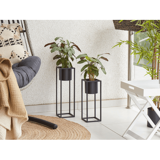 Vaso alto para plantas IDRA Metal 15 cm Preto