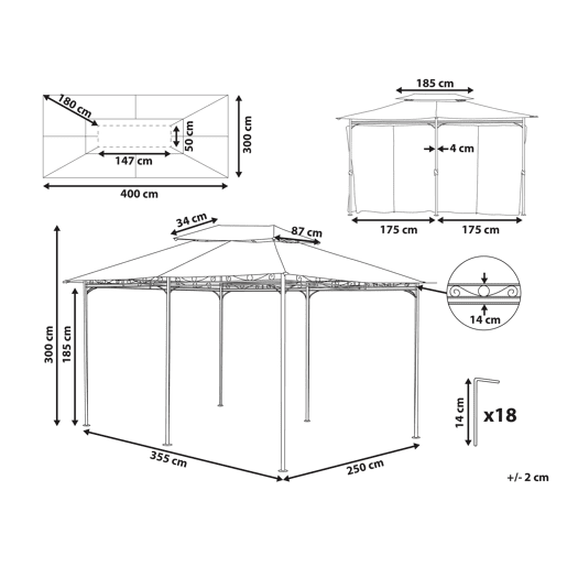 Pérgola de Jardim COLOS Metal 400 cm 300 cm Creme