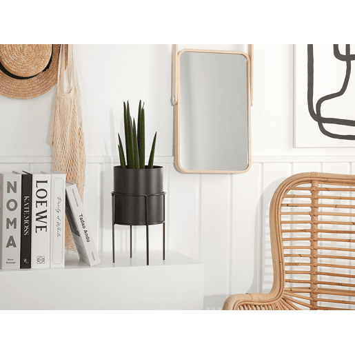Vaso alto para plantas MILEA Metal 16 cm Preto