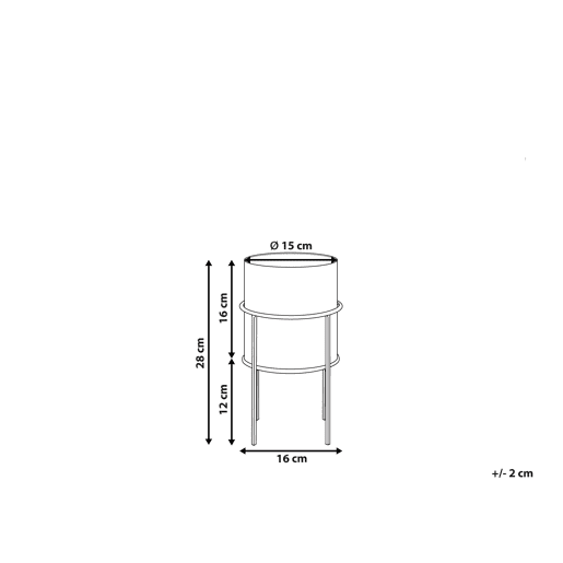 Vaso alto para plantas MILEA Metal 16 cm Preto