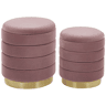 Conjunto de 2 tamboretes com arrumação GARLAND Veludo Rosa 4033 cm 4033 cm 4438 cm