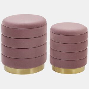 Conjunto de 2 tamboretes com arrumação GARLAND Veludo Rosa 4033 cm 4033 cm 4438 cm