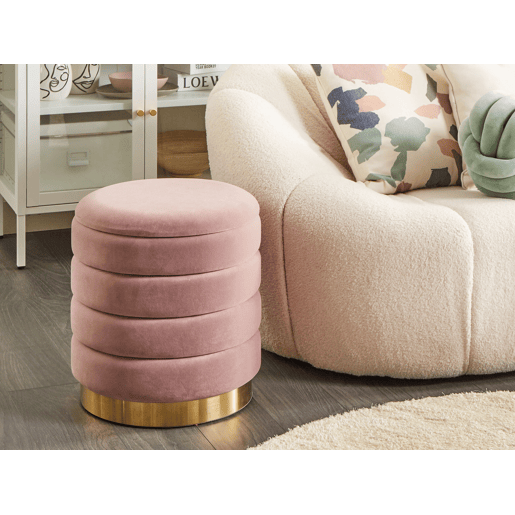 Conjunto de 2 tamboretes com arrumação GARLAND Veludo Rosa 4033 cm 4033 cm 4438 cm