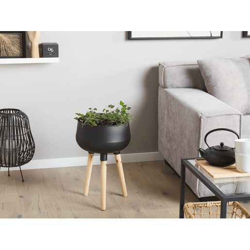 Vaso alto para plantas AGROS Metal 30 cm Preto