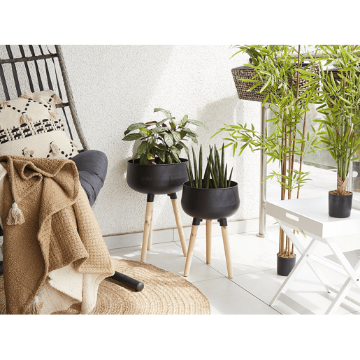 Vaso alto para plantas AGROS Metal 30 cm Preto