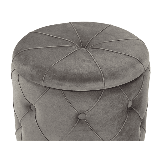 Conjunto de 2 tamboretes com arrumação PUEBLO Veludo Cinzento 4033 cm 4033 cm 4436 cm
