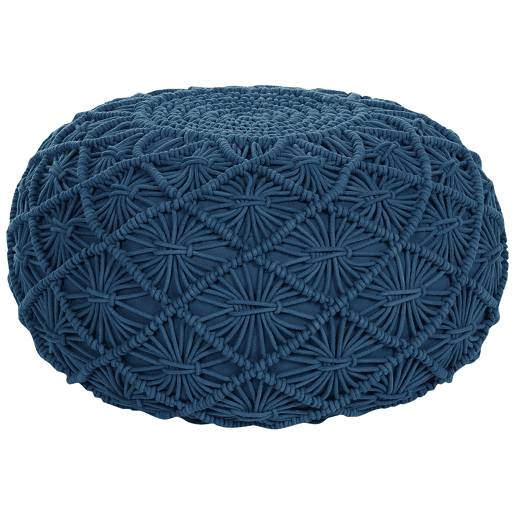 Pufe Macramé BERKANE Algodão Azul marinho 50 cm 50 cm 30 cm