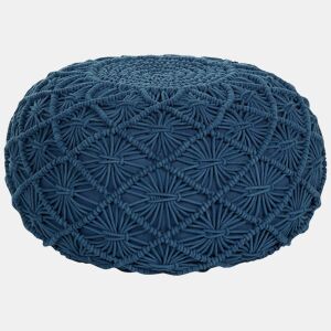 Pufe Macramé BERKANE Algodão Azul marinho 50 cm 50 cm 30 cm