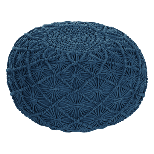 Pufe Macramé BERKANE Algodão Azul marinho 50 cm 50 cm 30 cm