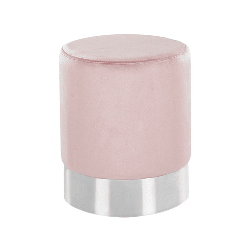 Pufe BRIGITTE Veludo Rosa pastel 36 cm 36 cm 44 cm