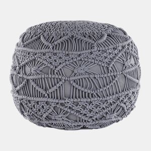 Pufe Macramé KAYSERI Algodão Cinzento 40 cm 40 cm 40 cm