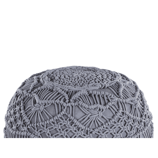 Pufe Macramé KAYSERI Algodão Cinzento 40 cm 40 cm 40 cm Pufe Macramé KAYSERI Algodão Cinzento 40 cm 40 cm 40 cm