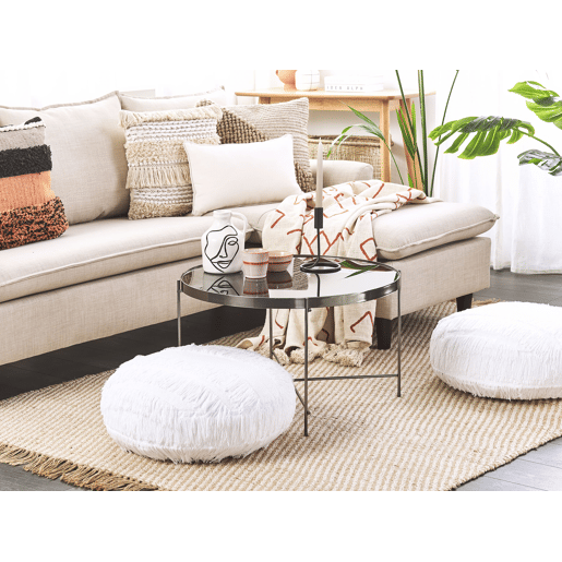 Pufe OULAD Algodão Branco 50 cm 50 cm 20 cm