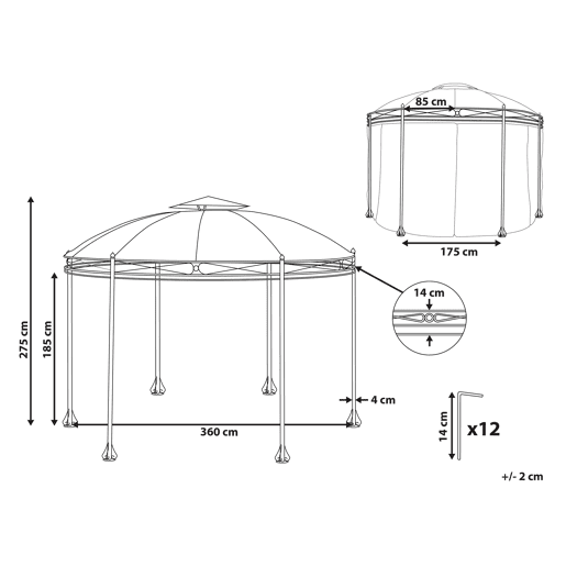Pérgola de Jardim SAFARA Metal 368 cm 368 cm Creme