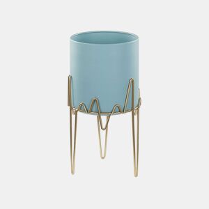 Vaso alto para plantas KALANDRA Metal 19 cm Azul claro
