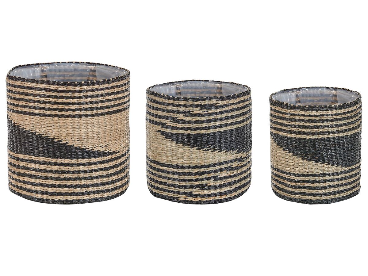 Beliani Conjunto de 3 macetas RATTAIL