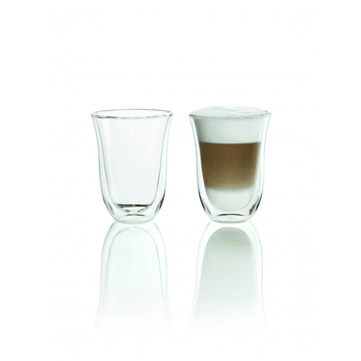 De'Longhi Conjunto de 2 chávenas para Latte Macchiato. Vidro temperado de parede dupla. Pode ser lavado na máquina de lavar louça. Transparente. 220 ml.