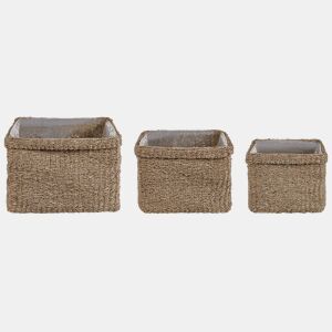 Conjunto de 3 vasos para plantas RIVULINE Alga 232730 cm Natural