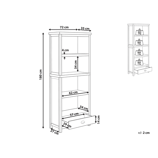 Estante com 4 prateleiras CLIO 180 cm Cinzento claro