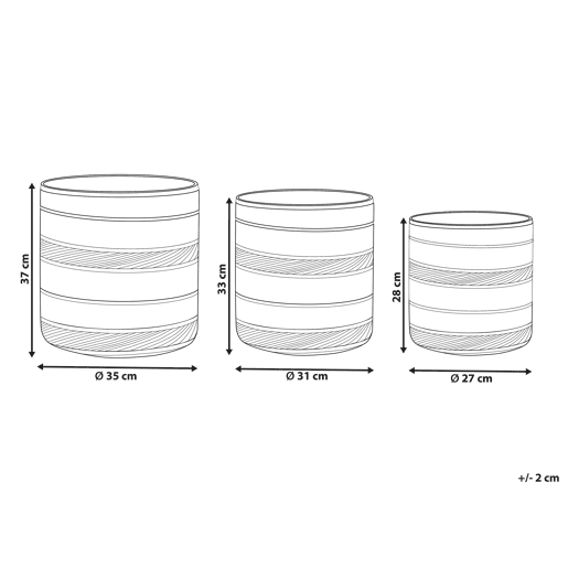 Conjunto de 3 vasos para plantas RASBORA Alga 353127 cm Preto